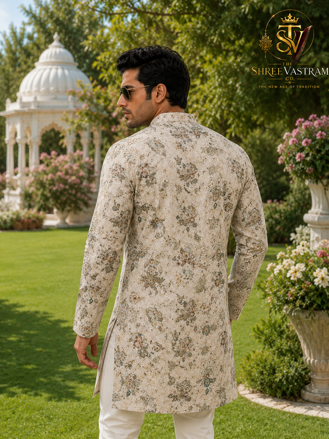 ShreeVastram Radiant Azure Floral Batik Kurta Set